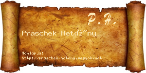 Praschek Hetény névjegykártya